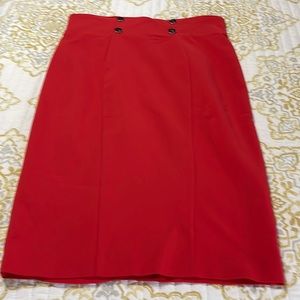New York and Co Red high waist pencil skirt (with sailor button detail)
